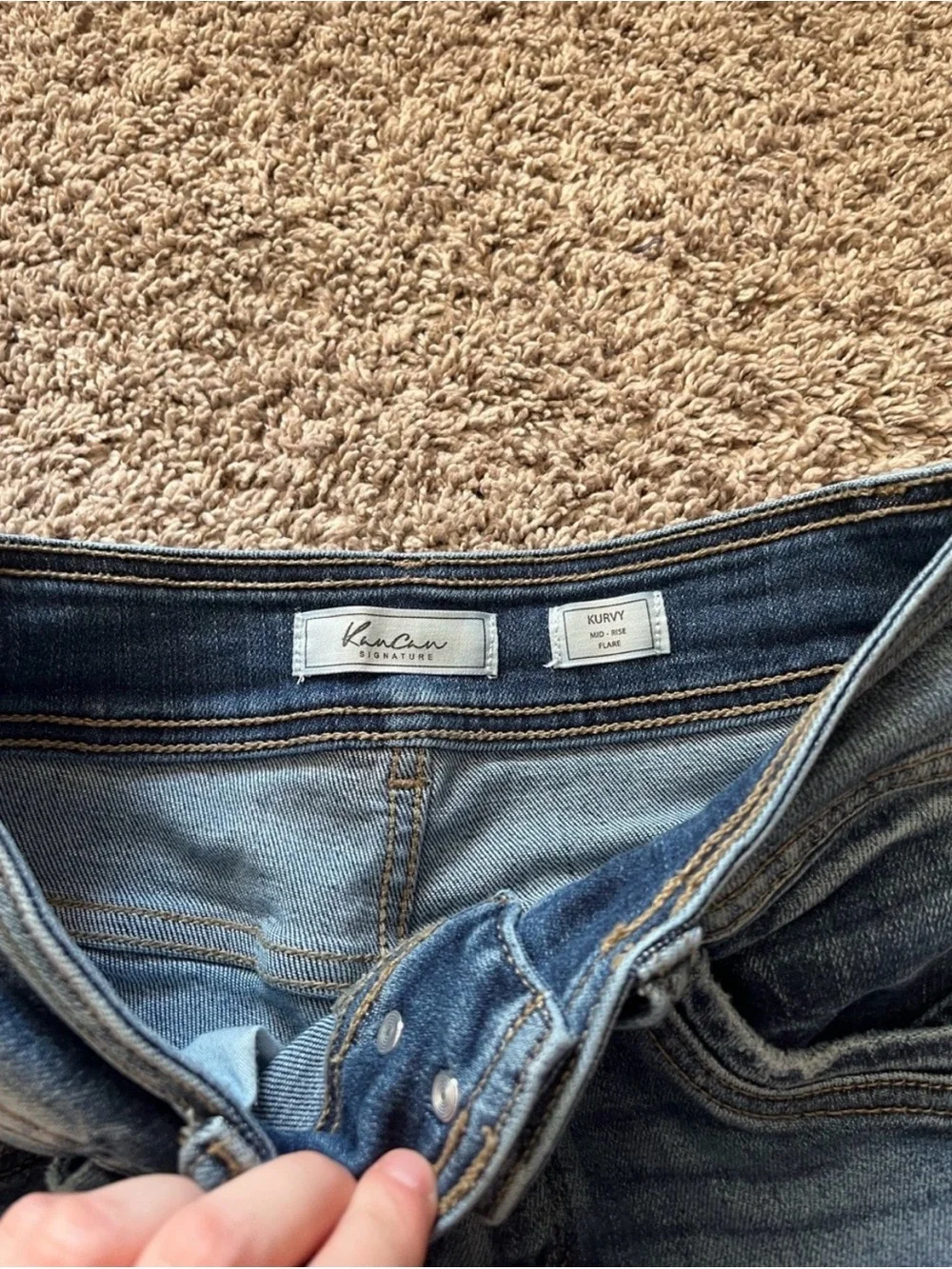 Women's KanCan Dark Wash Distressed Denim Jeans Bootcut Flare Mid Rise Kurvy 26